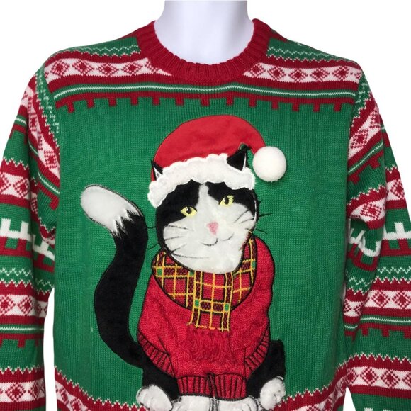 NWT 33 Degrees Pullover Sweater Mens S Santa Claus Cat Ugly Christmas Holiday - Picture 2 of 10